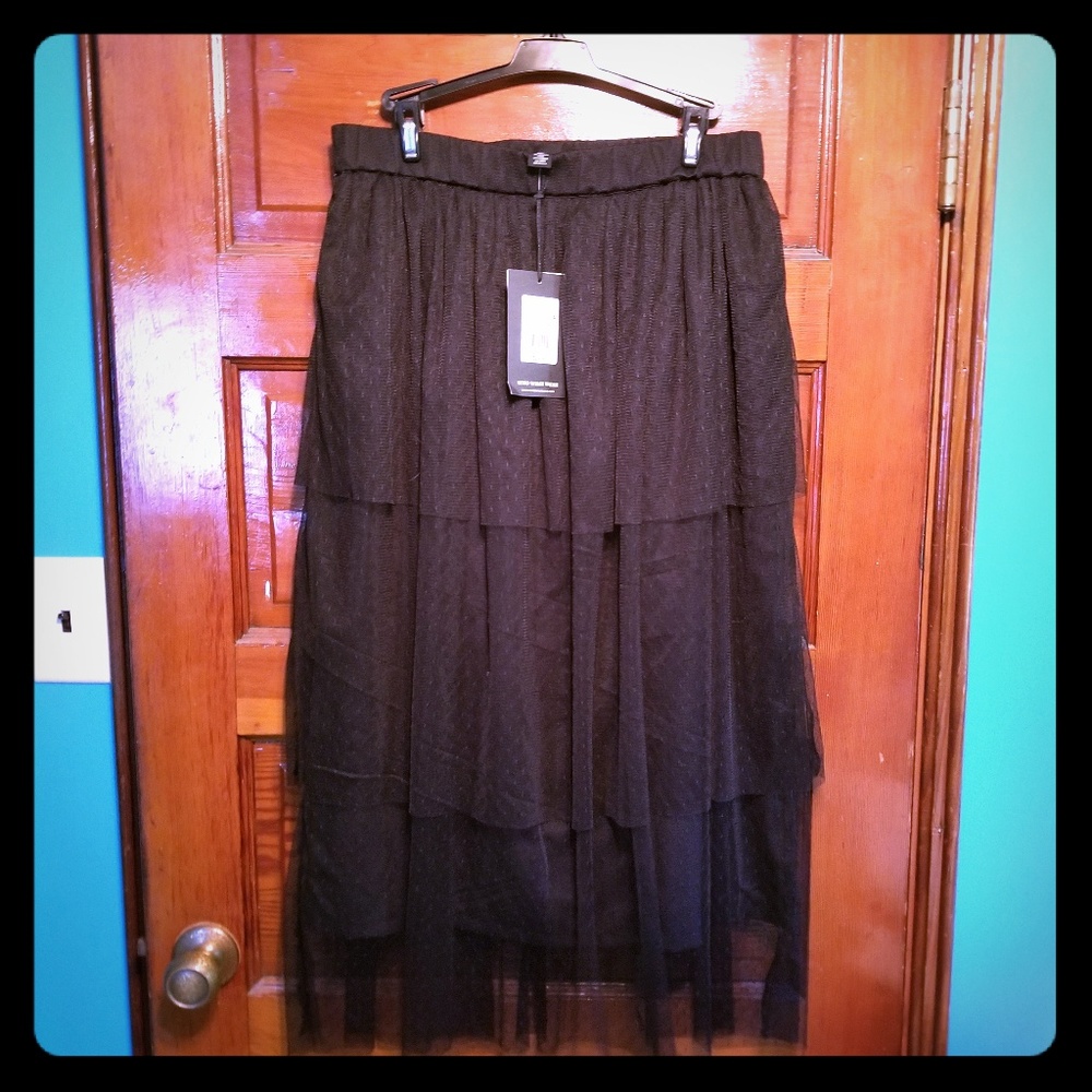 Black midi length tulle skirt